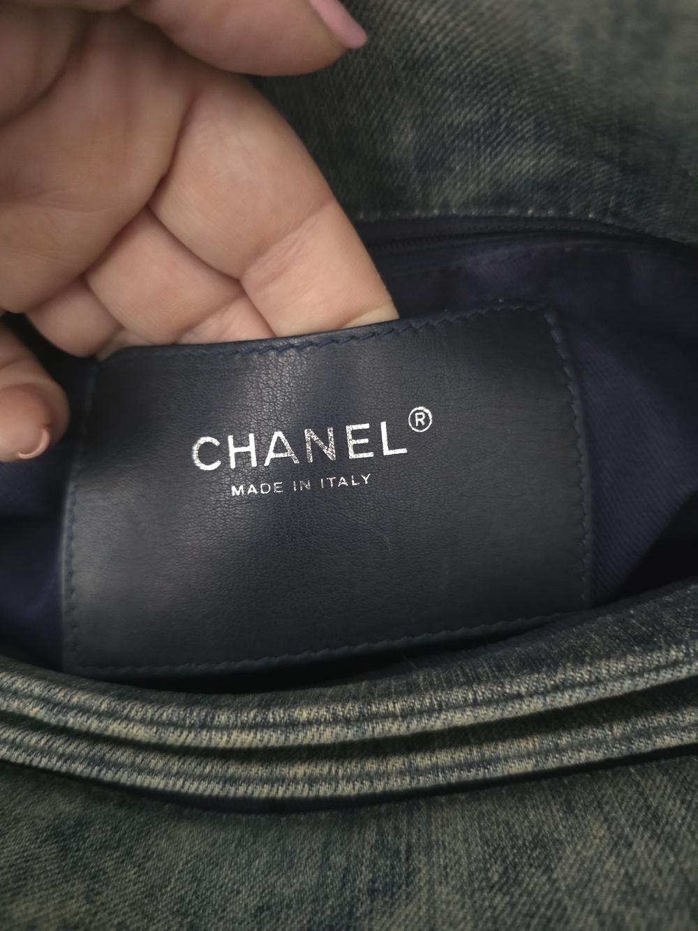 AUTHENTIC Chanel Denim Camellia Just Mademoiselle Bowler Bag - Picture 12 of 16